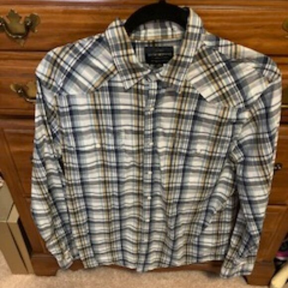 Lucky Brand L/S Snap Shirt  Size M  Saturday Stretch - Picture 1 of 9